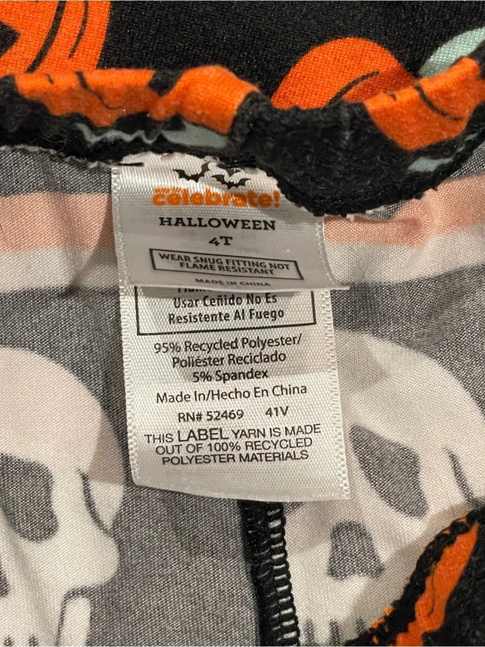 Kids Halloween Stretch Pajama Leggings - Black, Orange & Mint